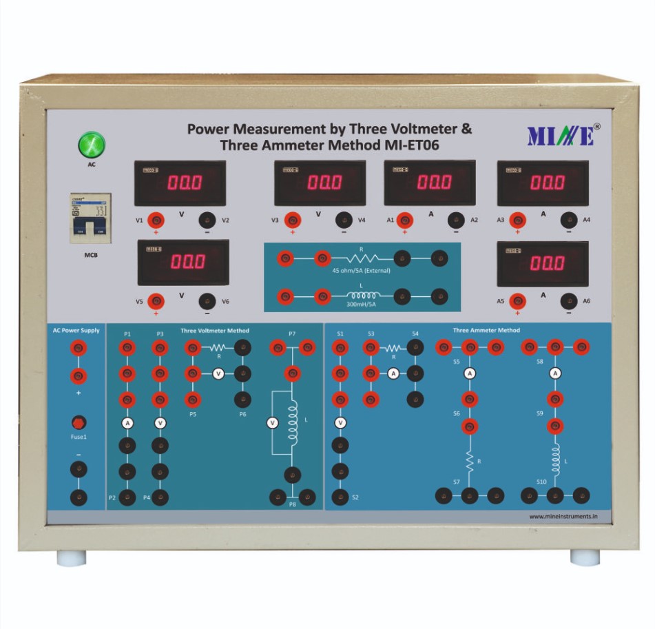 Power Measurement by Three Voltmeter & Three Ammeter Method