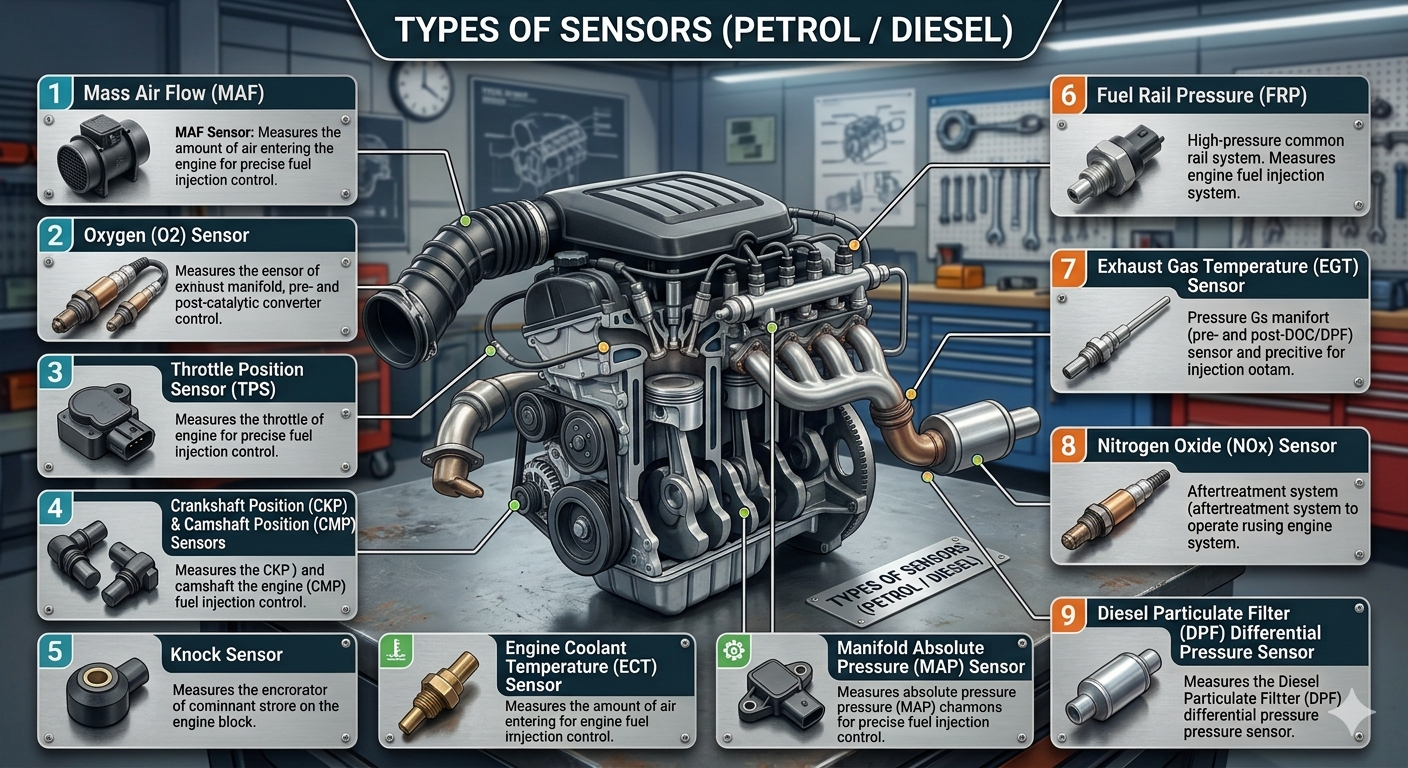 Different Types of Sensors (Petrol/Diesel)